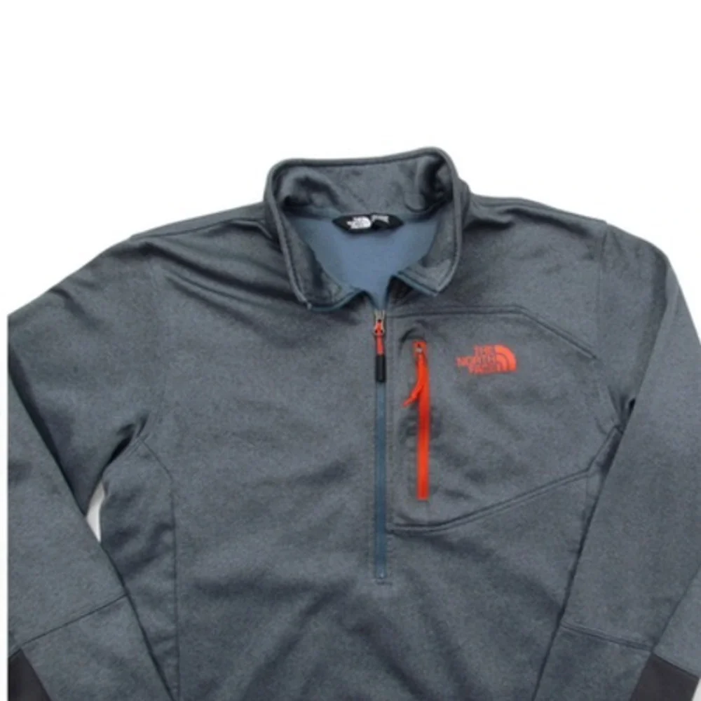 North Face Pullover Mens Large Half Zip Fleece Jacket Outdoor‎ Tech Orange Trim
